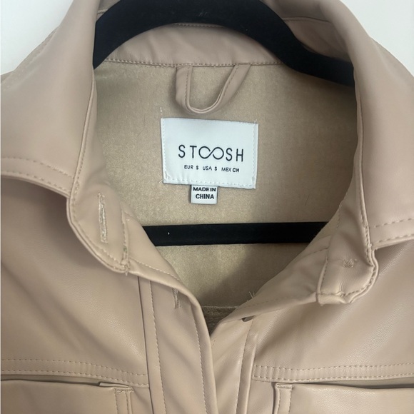Tan Vegan Faux Leather Shacket | Small | Streetwear | Grunge | Mob Wife | Stoosh - Picture 2 of 5